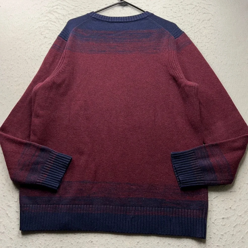 Banana Republic Mens XL Merino Wool Sweater Burgundy Navy Blue Italian Yarn 2523
